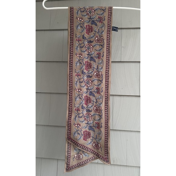 Accessories - VTG Ginnie Johansen 1986 Scarf Silk Floral Bias Cut Pointed 46"‎ x 7"